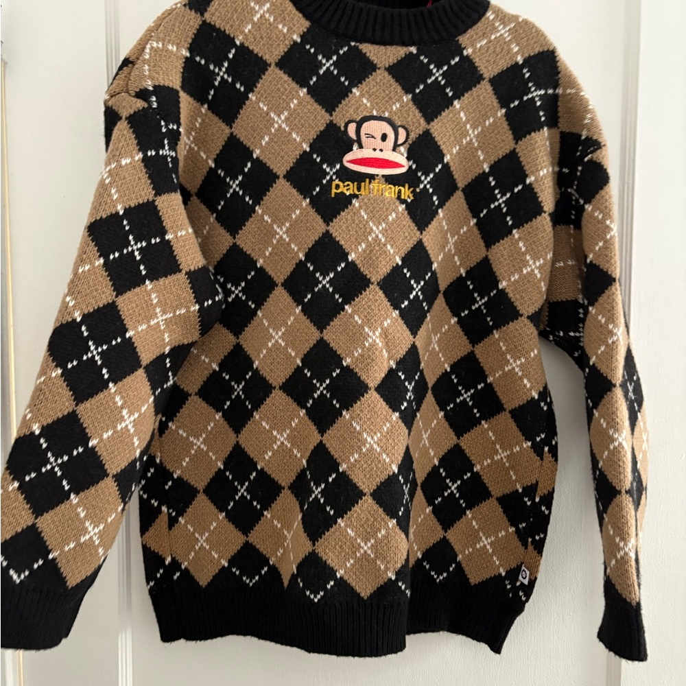 Paul Frank Argyle Sweater - Black and Brown NWT
